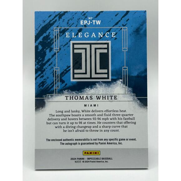 2024 Panini Impeccable THOMAS WHITE 4 Color Patch On Card Auto 25/25 SP Marlins - Picture 2 of 2
